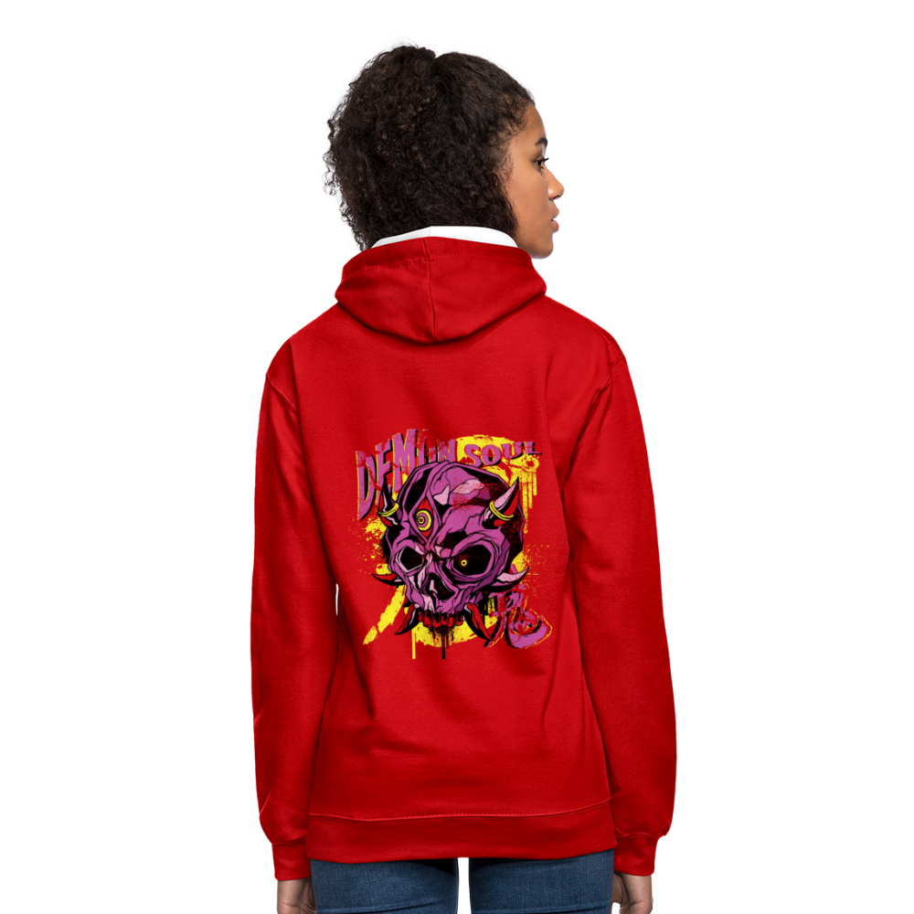 Gothic Herren Hoodie mit Dämonenschädel: Zeige deine dunkle Seite - Rot/Weiß