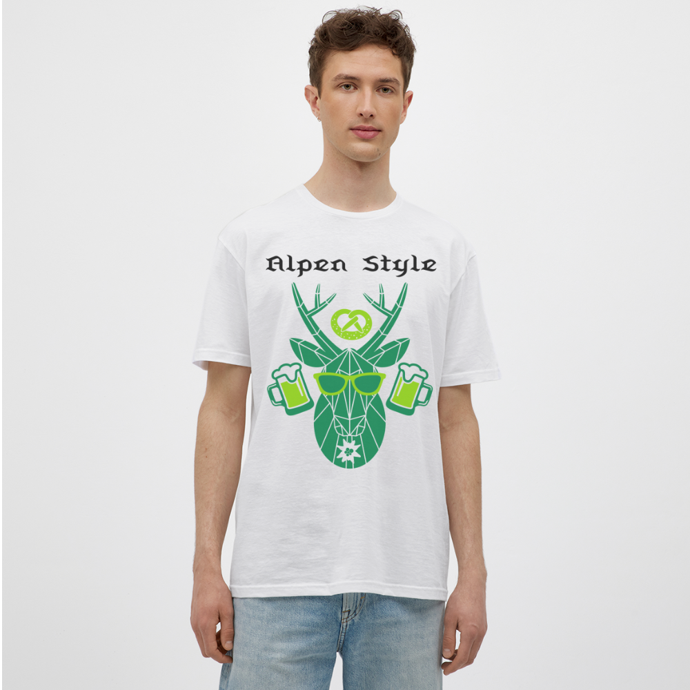 Herren - Männer T-Shirt bayrisch Alpen Style grün - Weiß