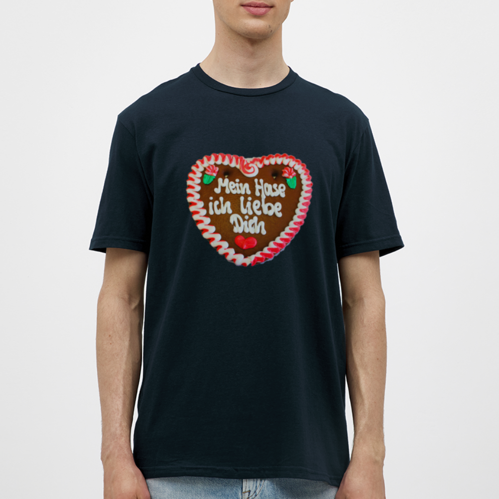 Herren - Männer T-Shirt Lebkuchenherz Mein Hase ich liebe Dich - Navy