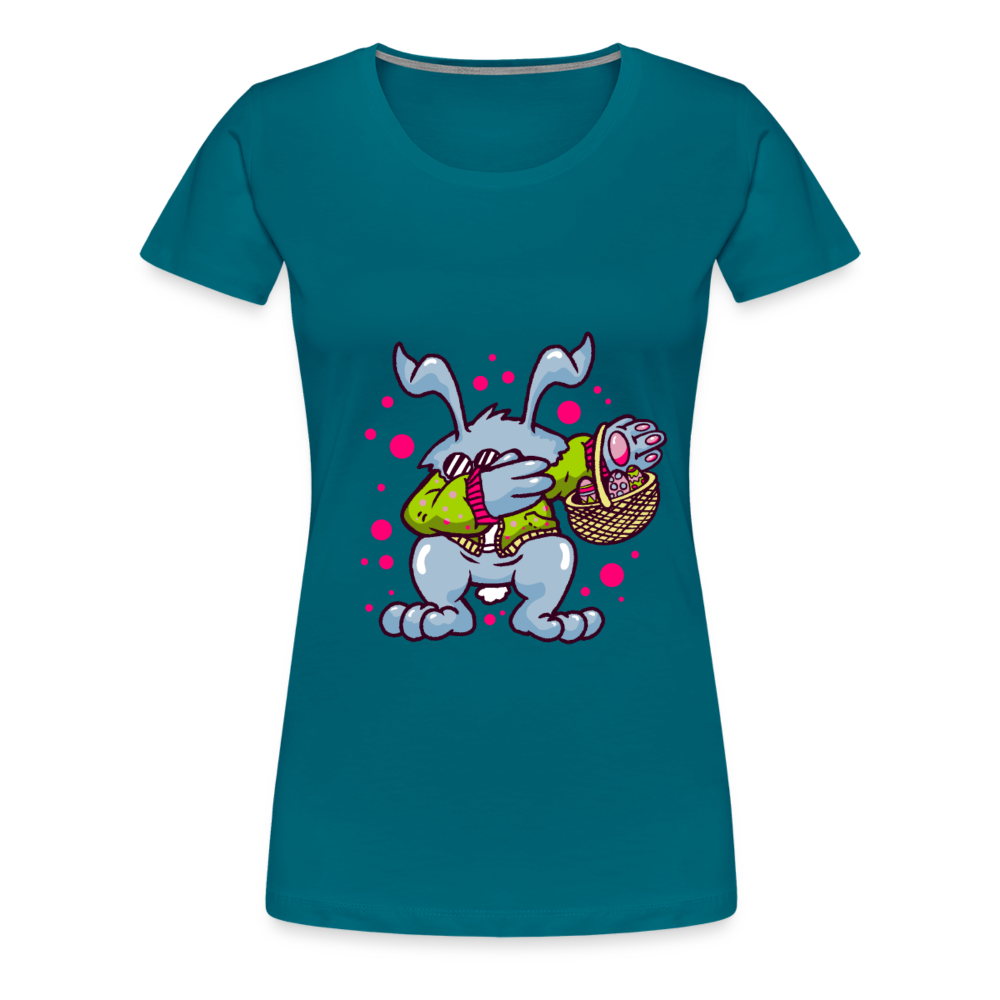 Hüpf in den Frühling: Unser süßes Damen Premium -T-Shirt mit Osterhasen-Motiv - Divablau