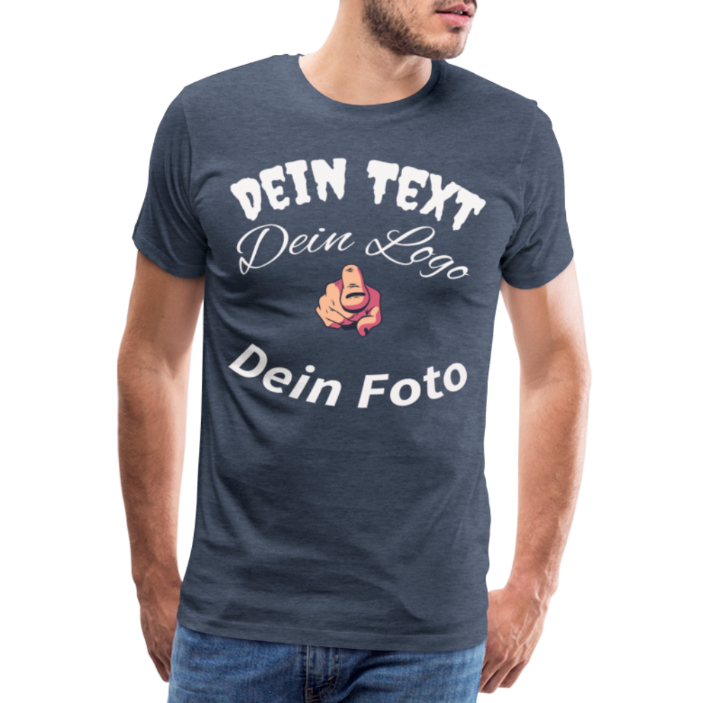 Herren - Männer Premium T-Shirt nach Wunsch selbst gestalten - Blau meliert