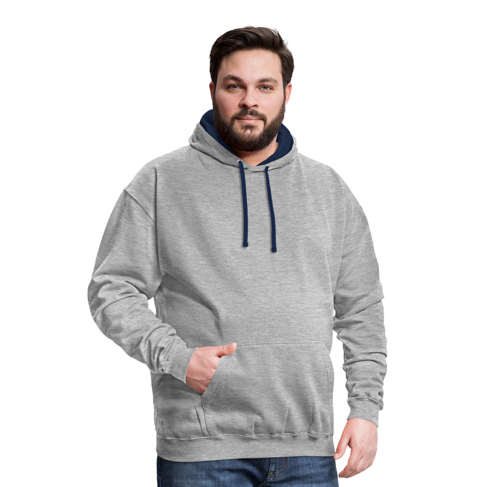 Rebellischer Herren Kontrast-Hoodie mit Totenkopf: Mach dich unverwechselbar - Grau meliert/Navy