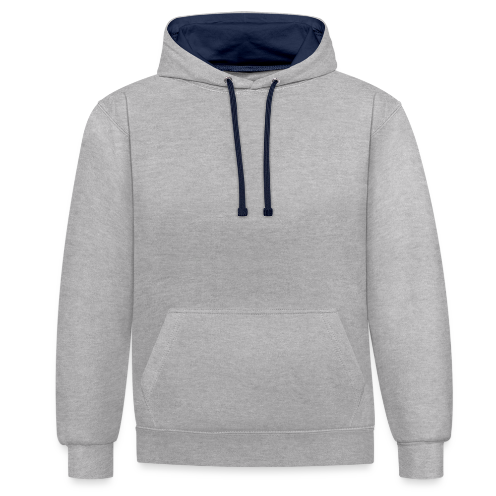 Rebellischer Herren Kontrast-Hoodie mit Totenkopf: Mach dich unverwechselbar - Grau meliert/Navy