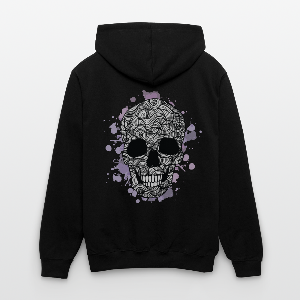 Rebellischer Herren Kontrast-Hoodie mit Totenkopf: Mach dich unverwechselbar - Schwarz/Grau meliert