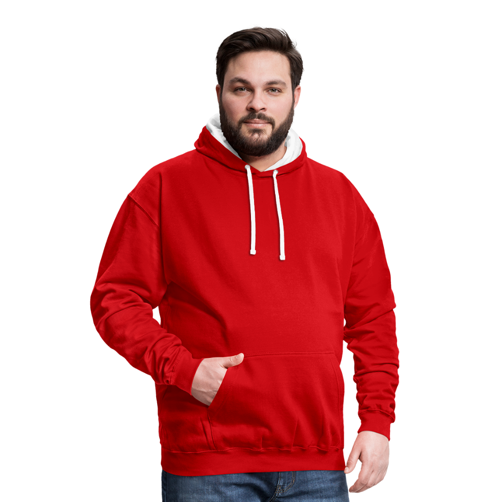 Rebellischer Herren Kontrast-Hoodie mit Totenkopf: Mach dich unverwechselbar - Rot/Weiß