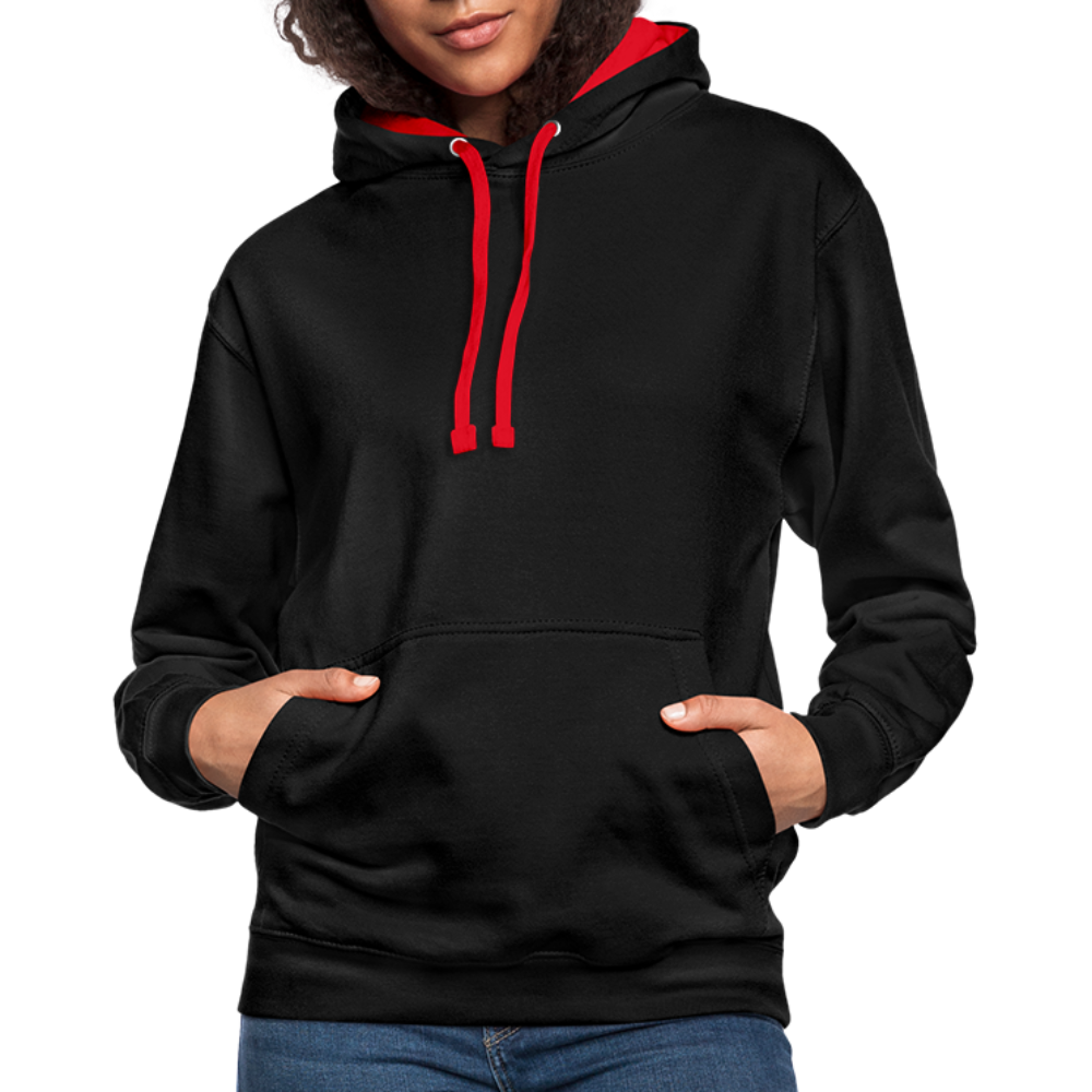 Rebellischer Herren Kontrast-Hoodie mit Totenkopf: Mach dich unverwechselbar - Schwarz/Rot