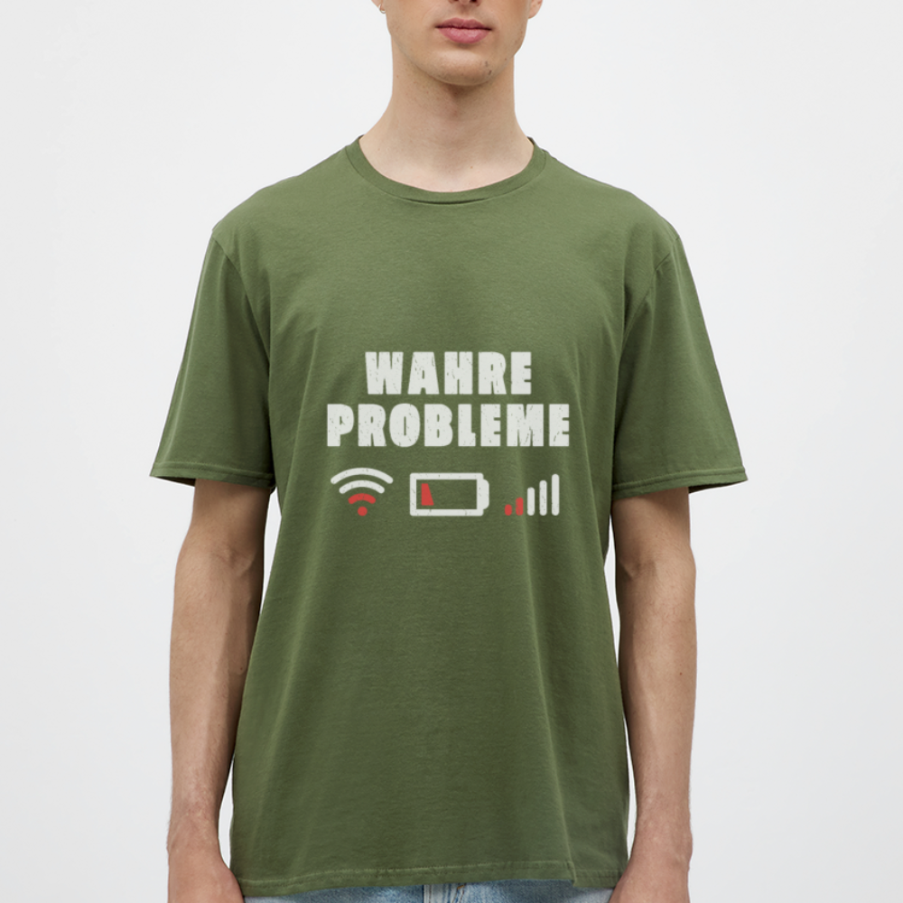 Herren - Männer T-Shirt Wahre Probleme kein WLAN kein Akku - Militärgrün