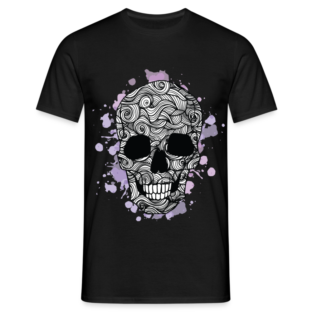 Dunkle Eleganz: Totenkopf- Herren T-Shirt für wahre Gothic-Fans - Schwarz