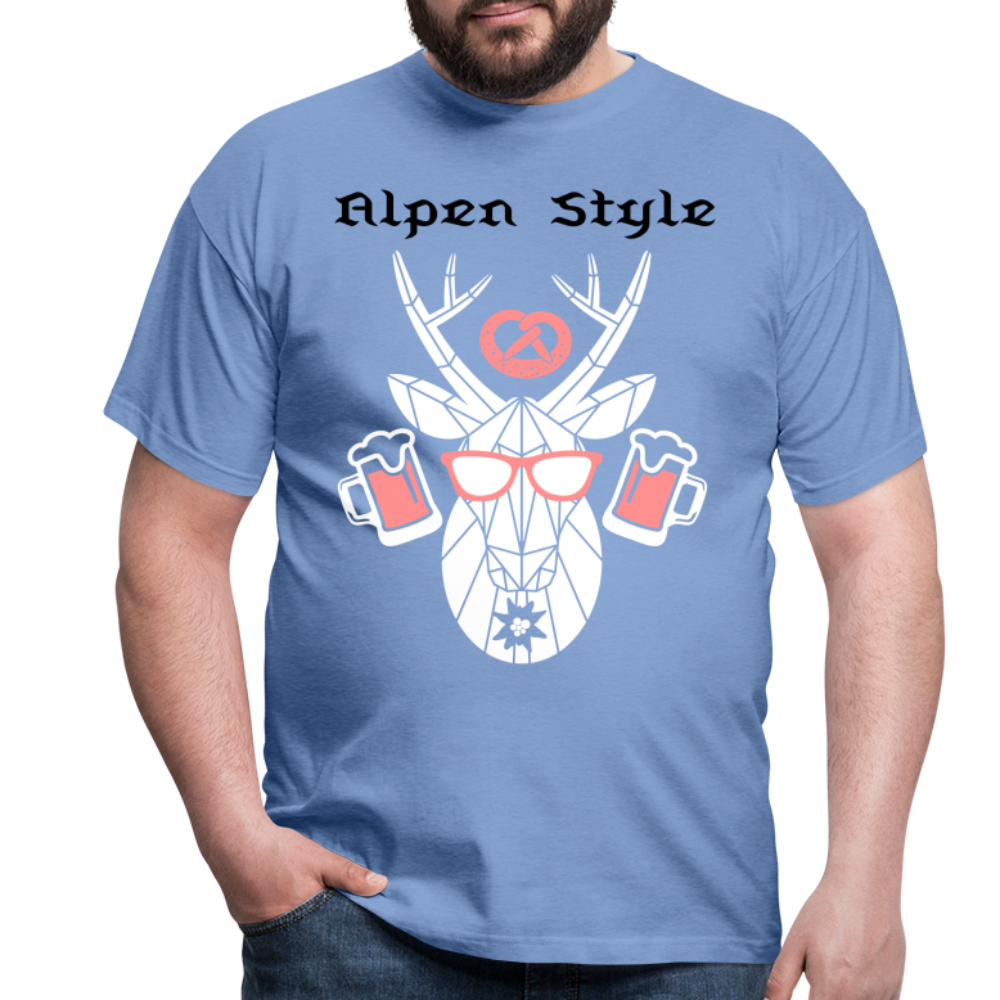 Herren - Männer T-Shirt bayrisch Alpen Style rot - carolina blue