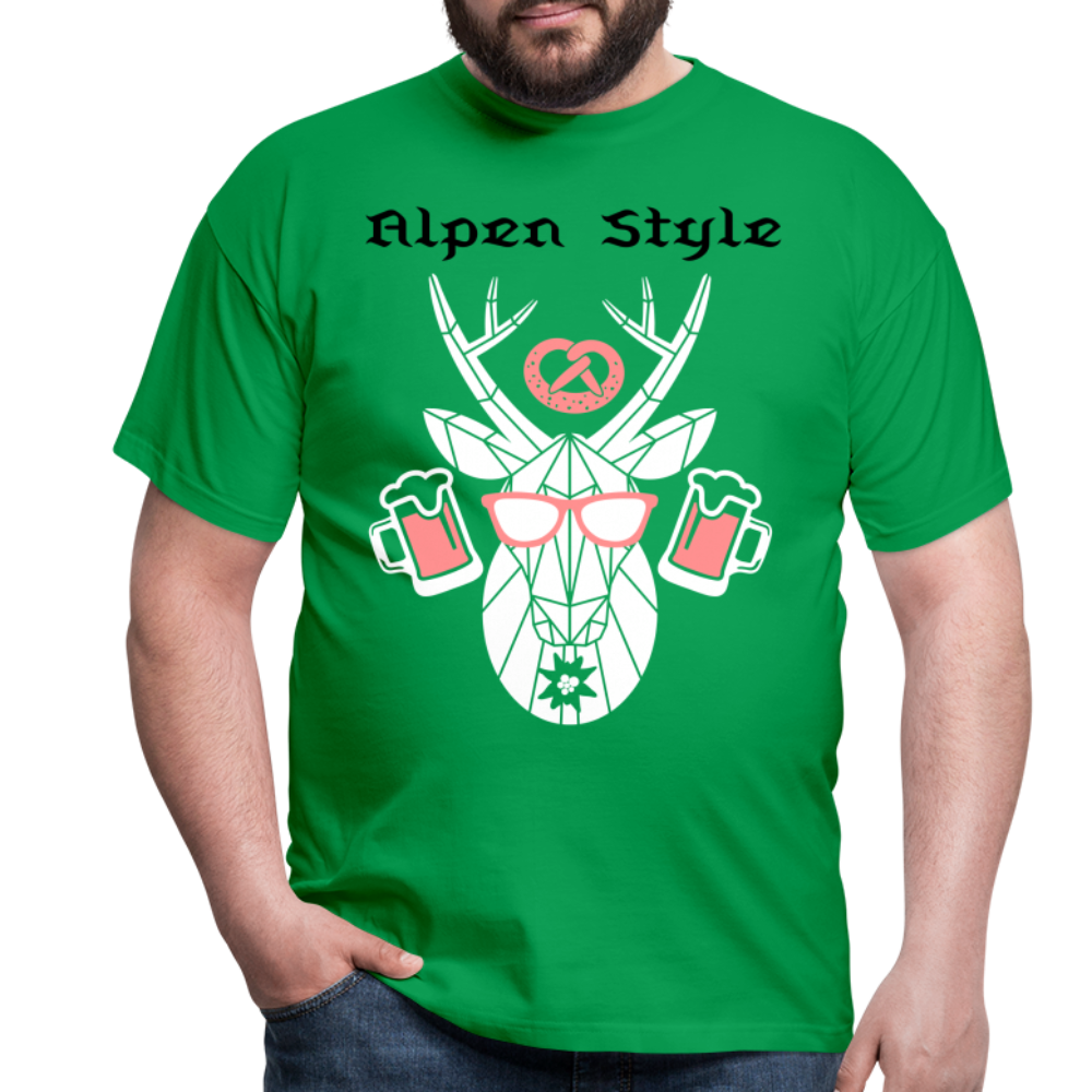 Herren - Männer T-Shirt bayrisch Alpen Style rot - Kelly Green