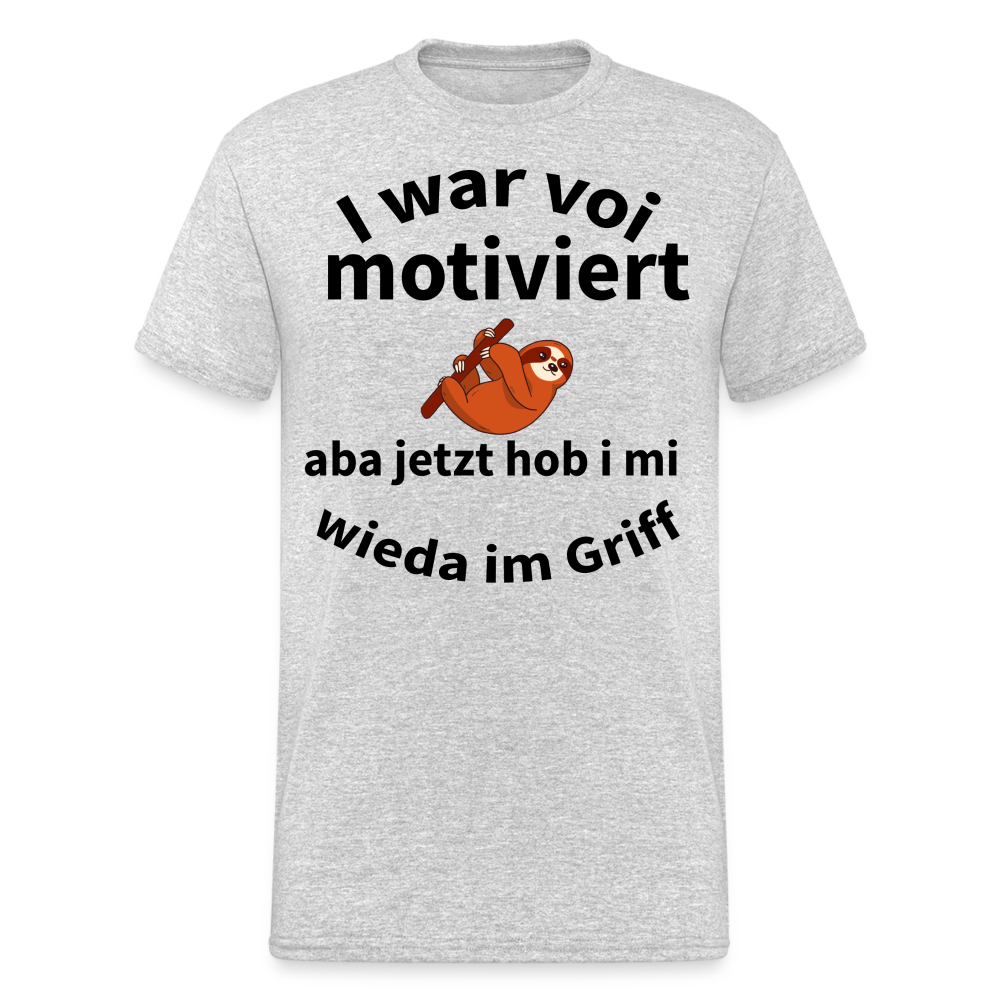 Herren - Männer Gildan Heavy T-Shirt bayrisch I war voi motiviert - Grau meliert