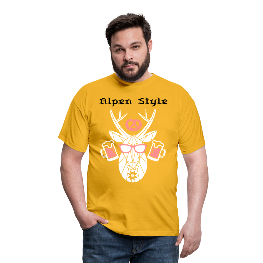 Herren - Männer T-Shirt bayrisch Alpen Style rot - Gelb