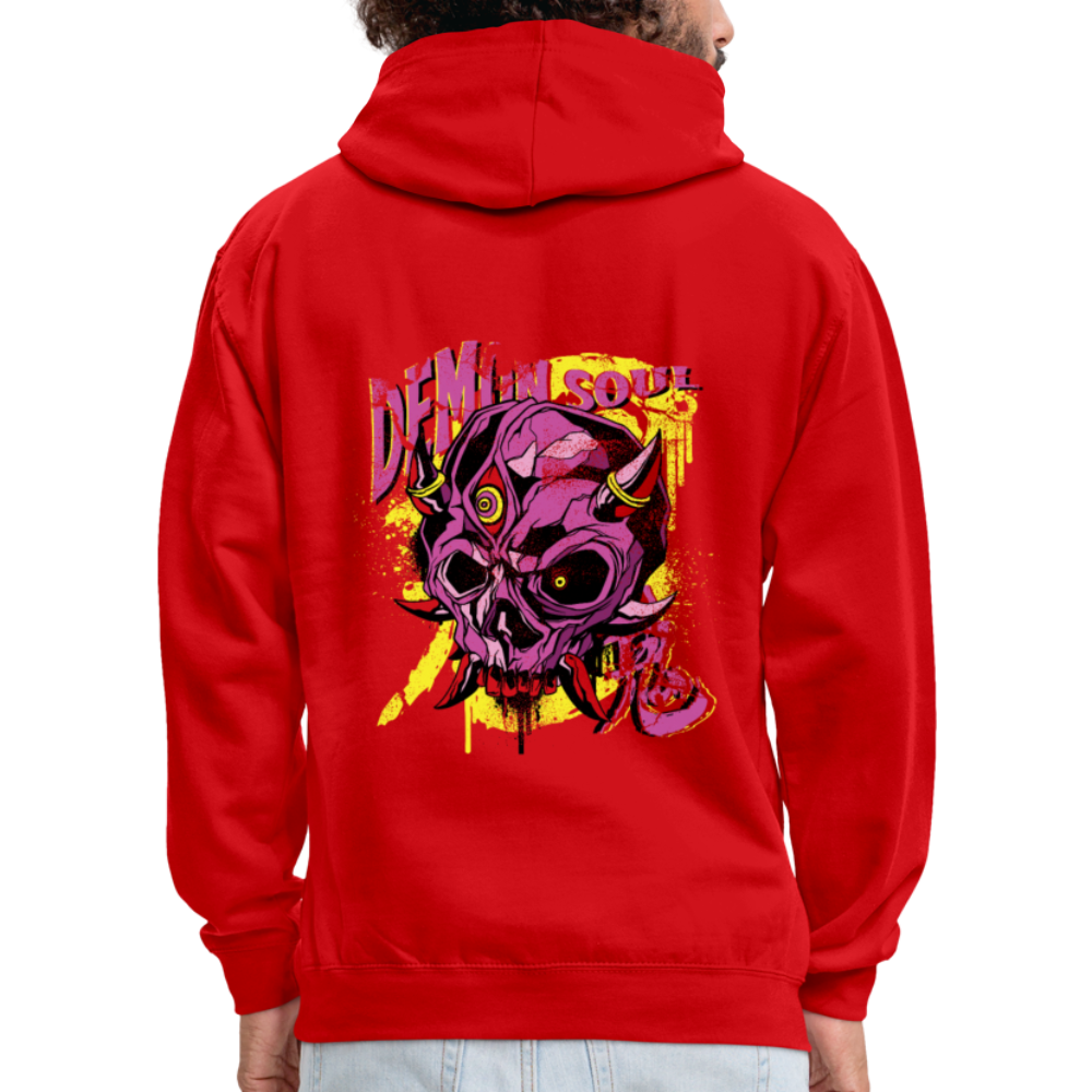 Gothic Herren Hoodie mit Dämonenschädel: Zeige deine dunkle Seite - Rot/Weiß