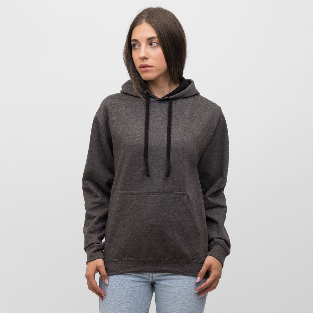 Rebellischer Herren Kontrast-Hoodie mit Totenkopf: Mach dich unverwechselbar - Anthrazit/Schwarz