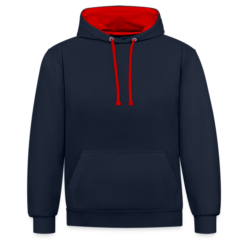 Rebellischer Herren Kontrast-Hoodie mit Totenkopf: Mach dich unverwechselbar - Navy/Rot