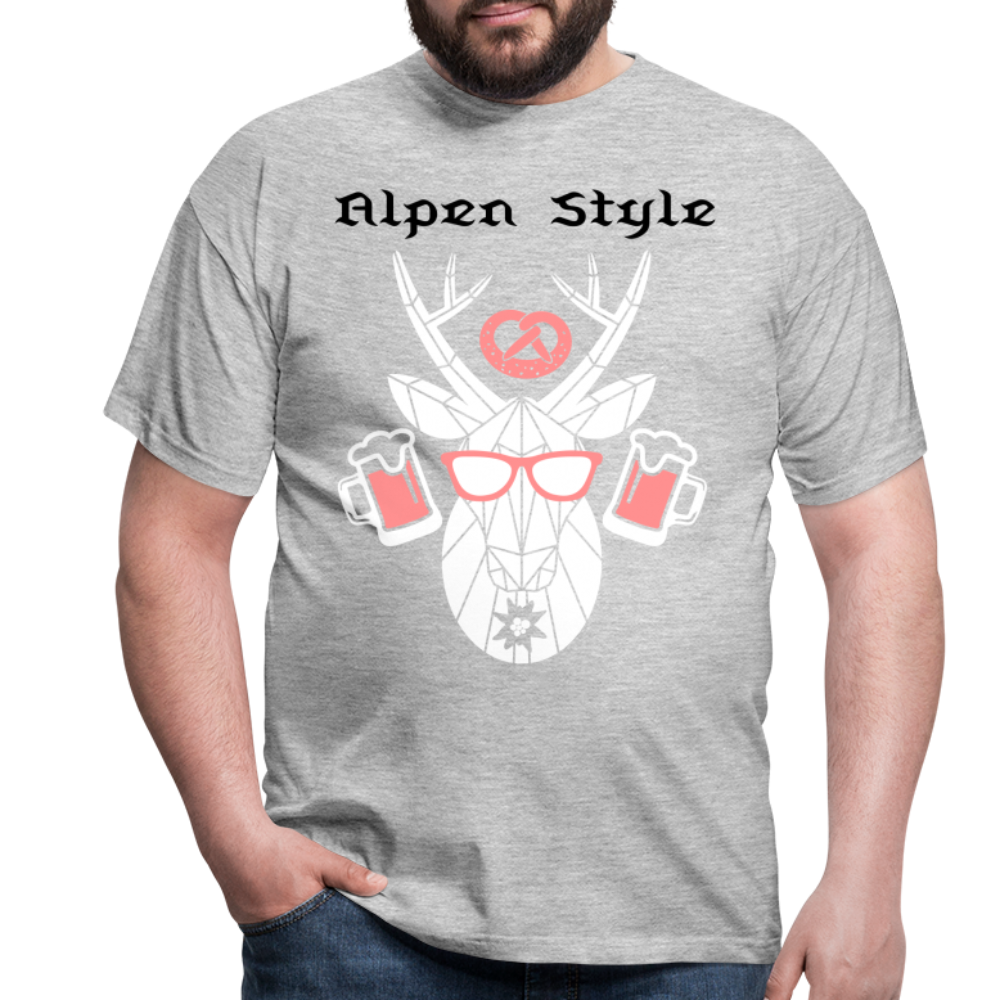 Herren - Männer T-Shirt bayrisch Alpen Style rot - Grau meliert