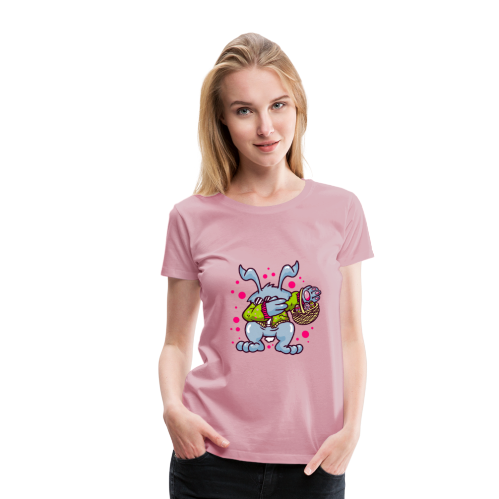 Hüpf in den Frühling: Unser süßes Damen Premium -T-Shirt mit Osterhasen-Motiv - Hellrosa