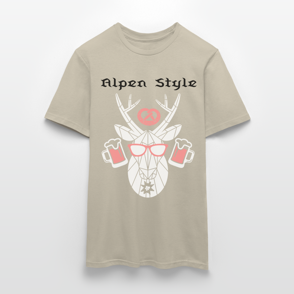 Herren - Männer T-Shirt bayrisch Alpen Style rot - Sandbeige