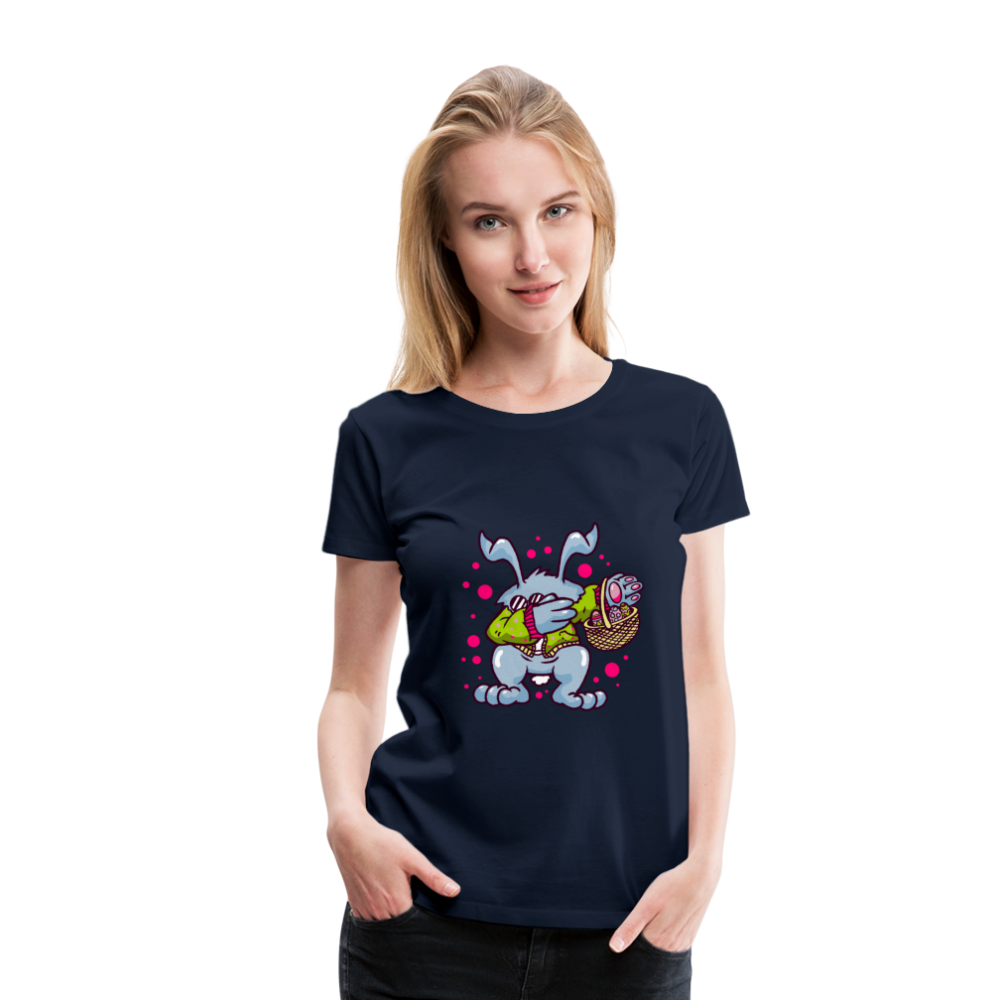 Hüpf in den Frühling: Unser süßes Damen Premium -T-Shirt mit Osterhasen-Motiv - Navy