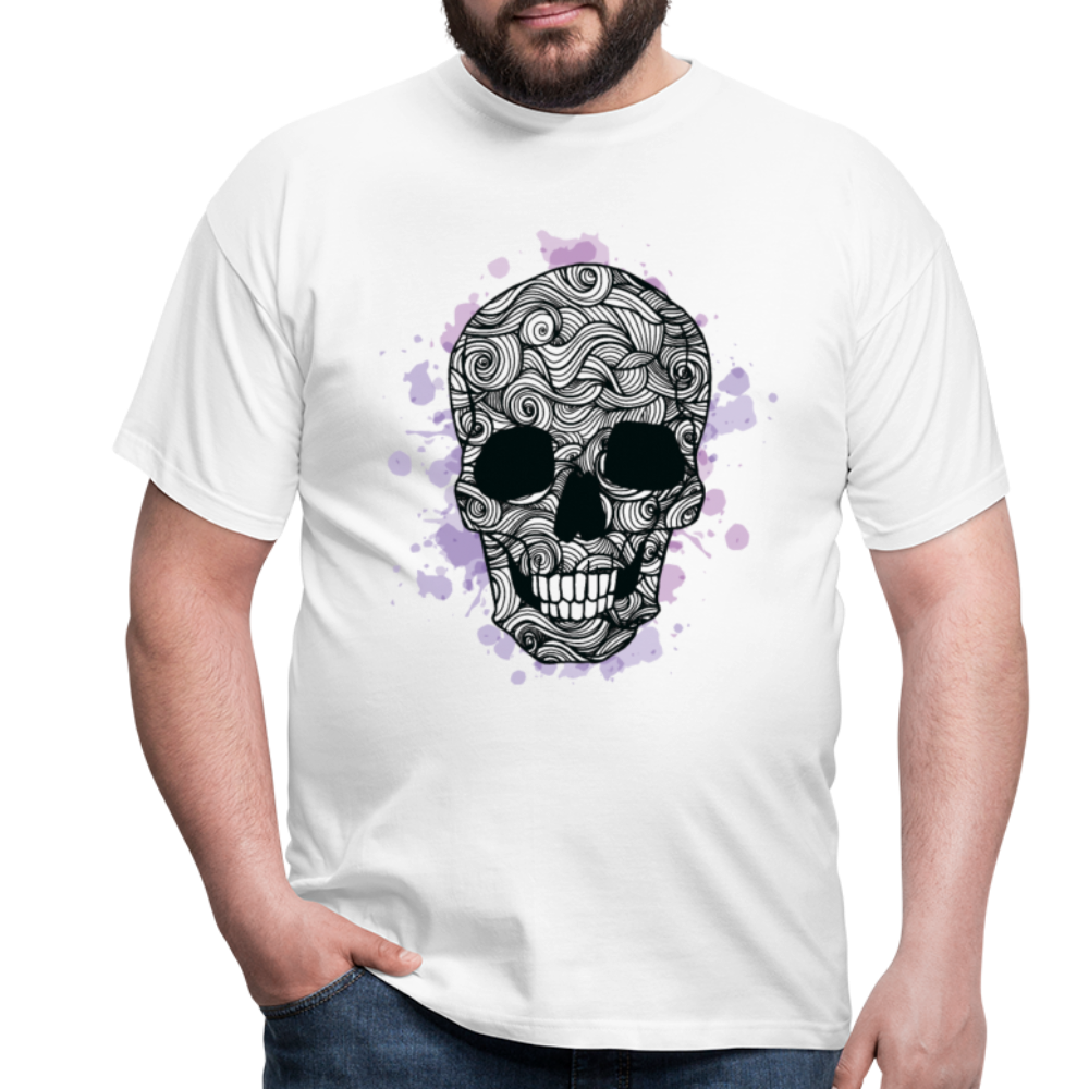 Dunkle Eleganz: Totenkopf- Herren T-Shirt für wahre Gothic-Fans - Weiß