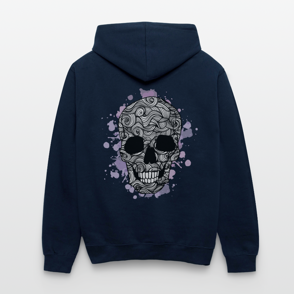 Rebellischer Herren Kontrast-Hoodie mit Totenkopf: Mach dich unverwechselbar - Navy/Rot