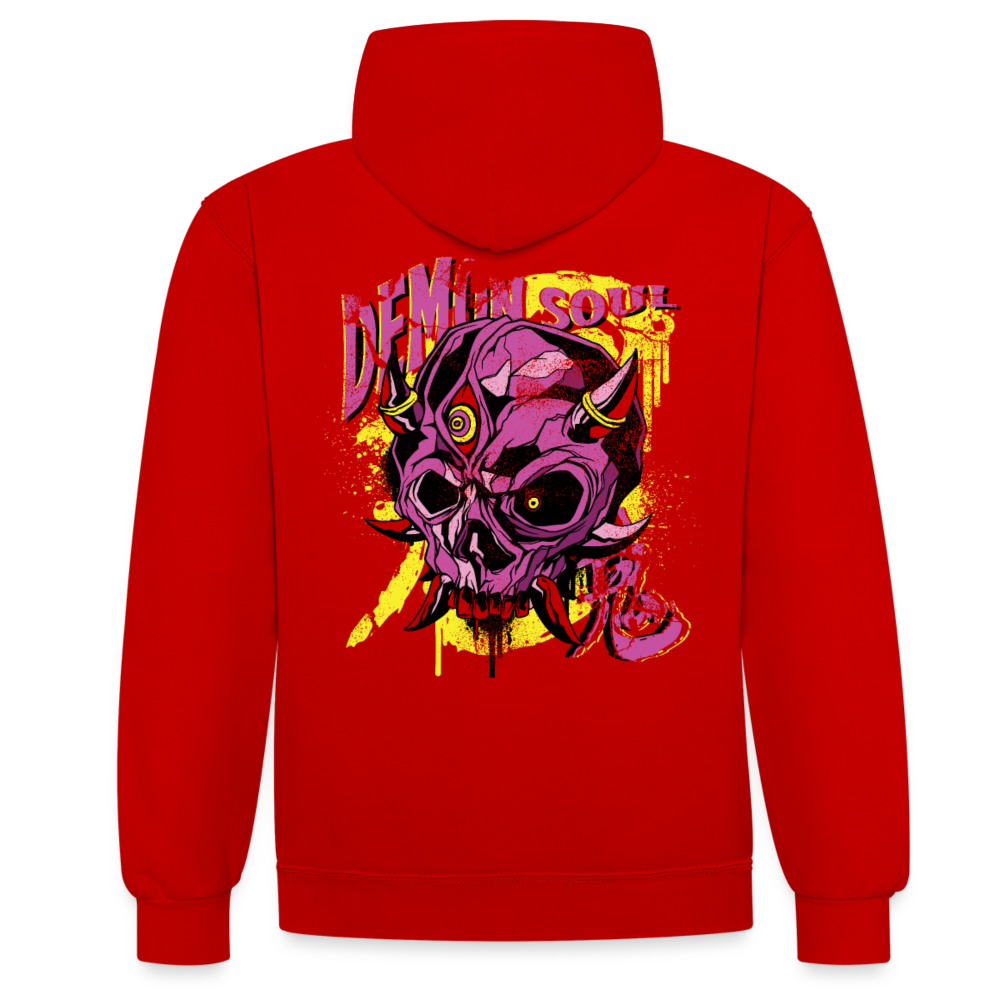 Gothic Herren Hoodie mit Dämonenschädel: Zeige deine dunkle Seite - Rot/Weiß