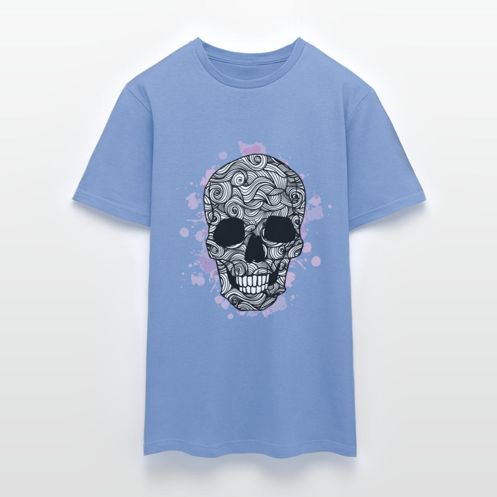 Dunkle Eleganz: Totenkopf-Herren T-Shirt für wahre Gothic-Fans - carolina blue