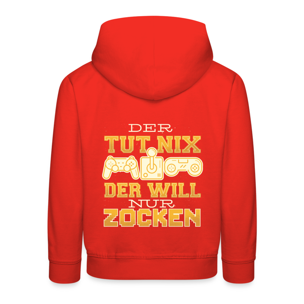 Kinder Premium Hoodie Der tut nix der will nur zocken - Rot