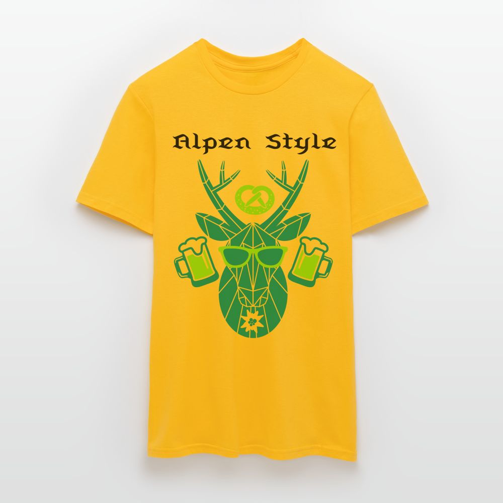 Herren - Männer T-Shirt bayrisch Alpen Style grün - Gelb