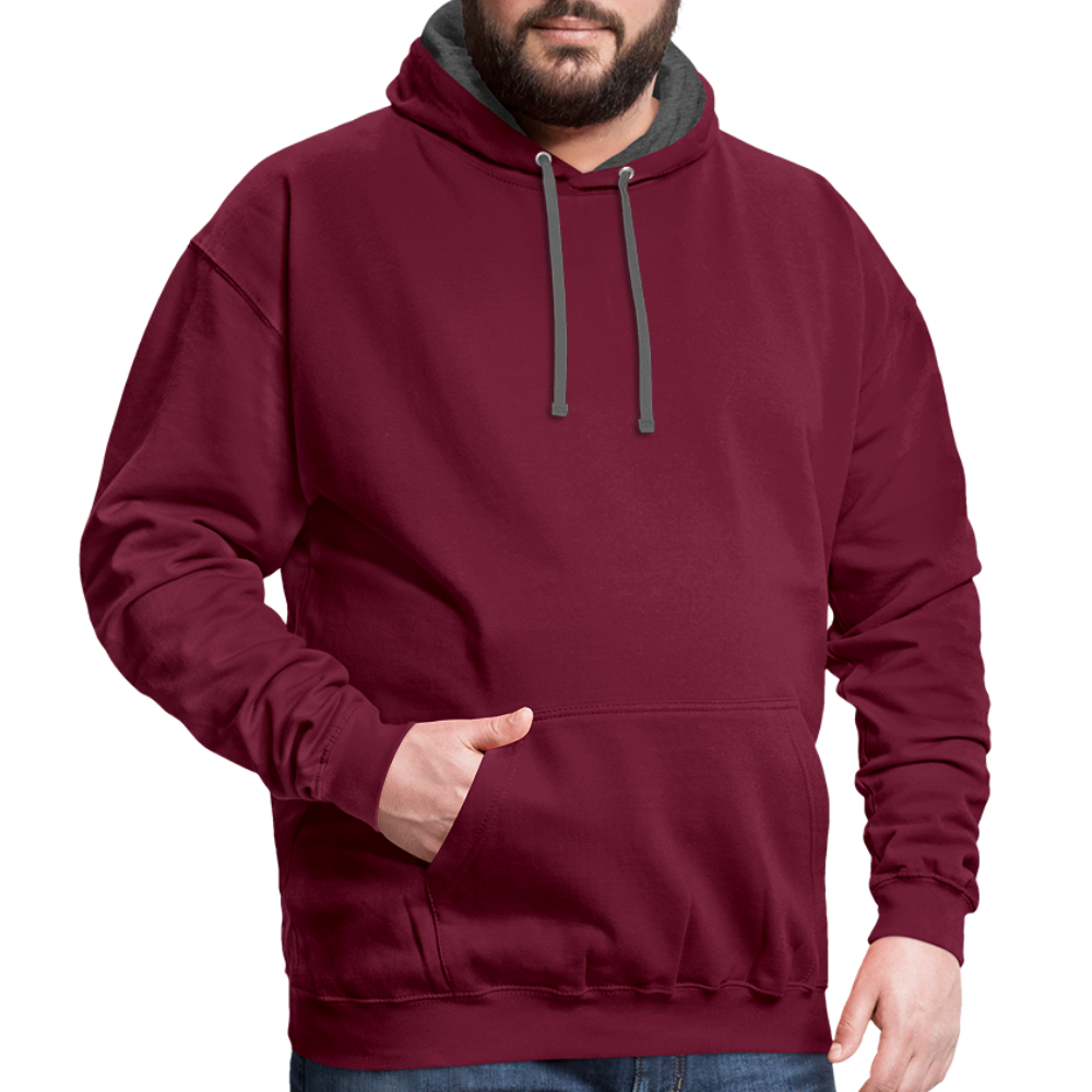 Rebellischer Herren Kontrast-Hoodie mit Totenkopf: Mach dich unverwechselbar - Weinrot/Anthrazit