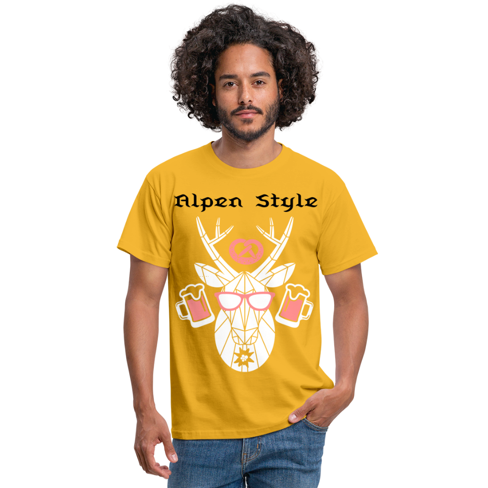 Herren - Männer T-Shirt bayrisch Alpen Style rot - Gelb