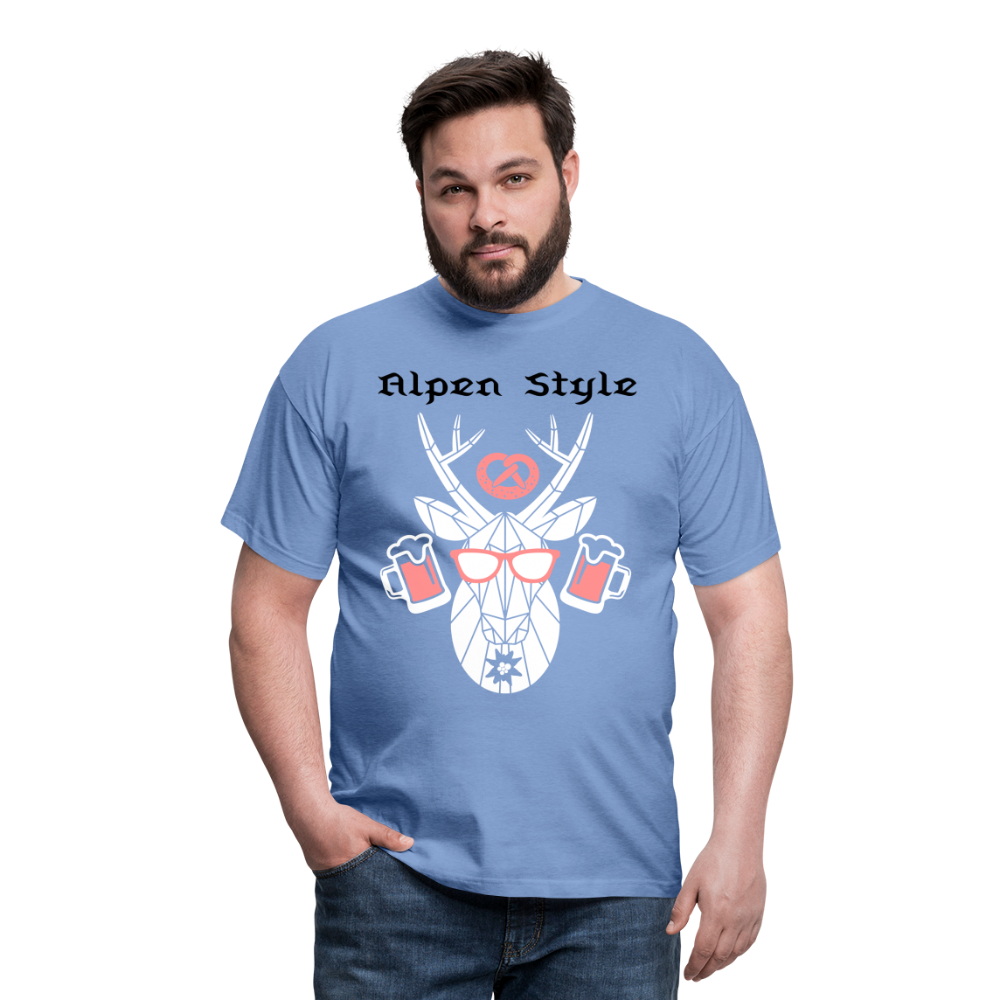 Herren - Männer T-Shirt bayrisch Alpen Style rot - carolina blue