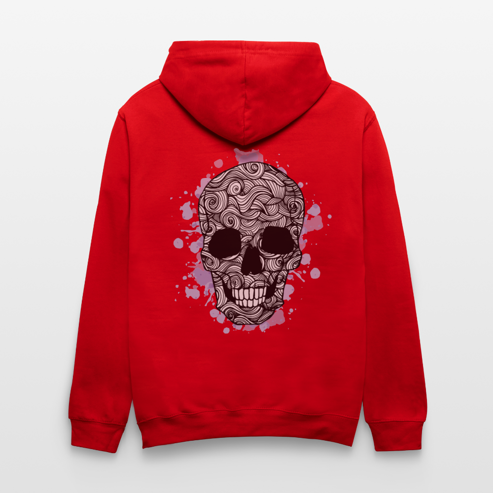 Rebellischer Herren Kontrast-Hoodie mit Totenkopf: Mach dich unverwechselbar - Rot/Weiß