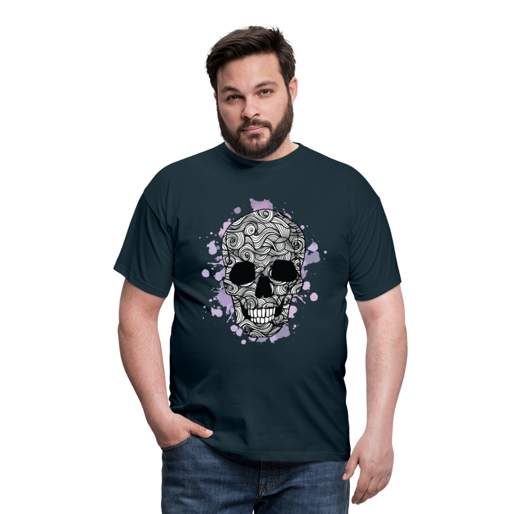 Dunkle Eleganz: Totenkopf-Herren T-Shirt für wahre Gothic-Fans - Navy