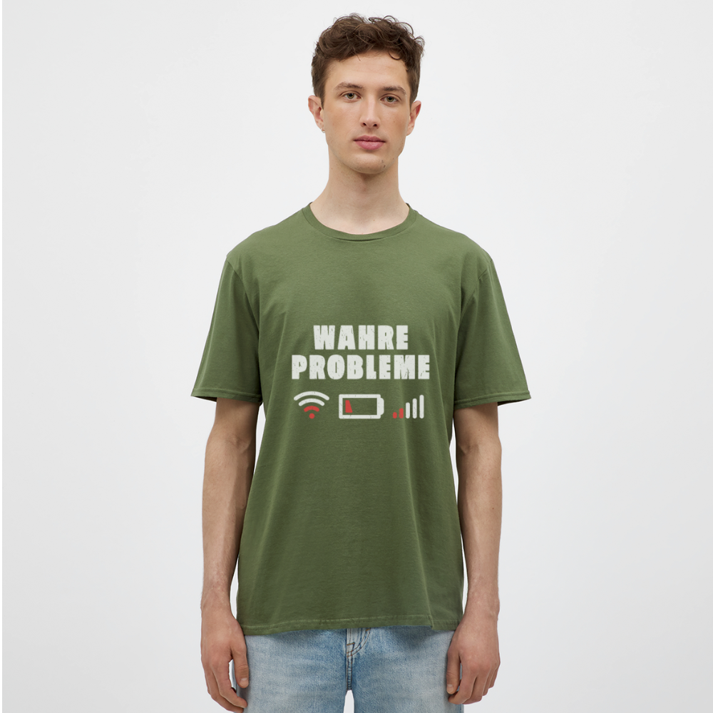 Herren - Männer T-Shirt Wahre Probleme kein WLAN kein Akku - Militärgrün