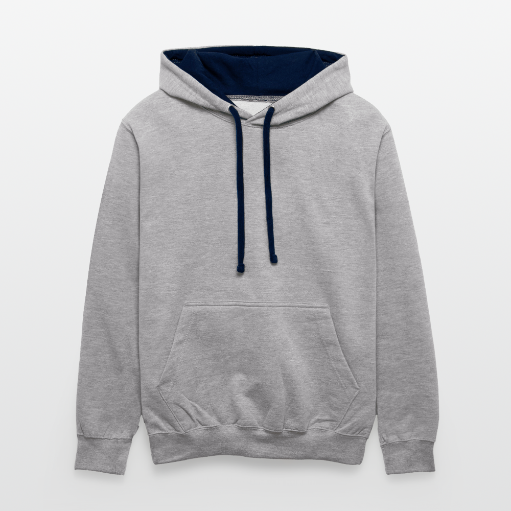 Rebellischer Herren Kontrast-Hoodie mit Totenkopf: Mach dich unverwechselbar - Grau meliert/Navy