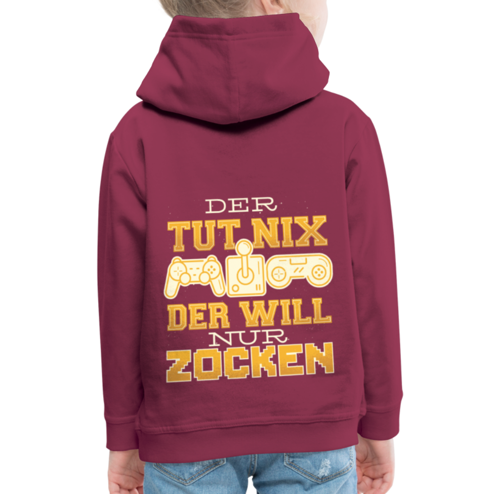 Kinder Premium Hoodie Der tut nix der will nur zocken - Bordeaux