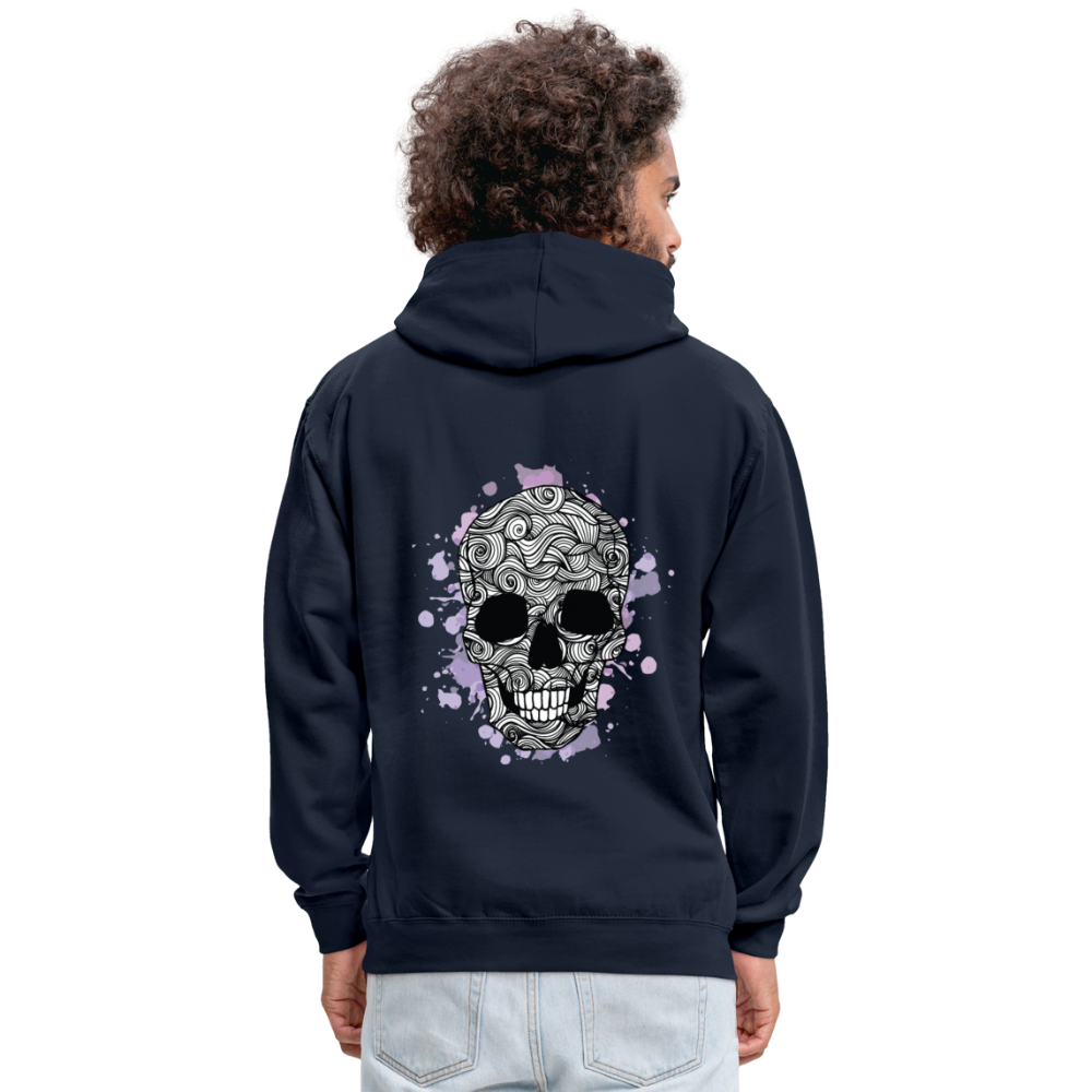 Rebellischer Herren Kontrast-Hoodie mit Totenkopf: Mach dich unverwechselbar - Navy/Rot