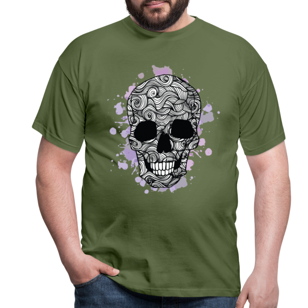 Dunkle Eleganz: Totenkopf- Herren T-Shirt für wahre Gothic-Fans - Militärgrün