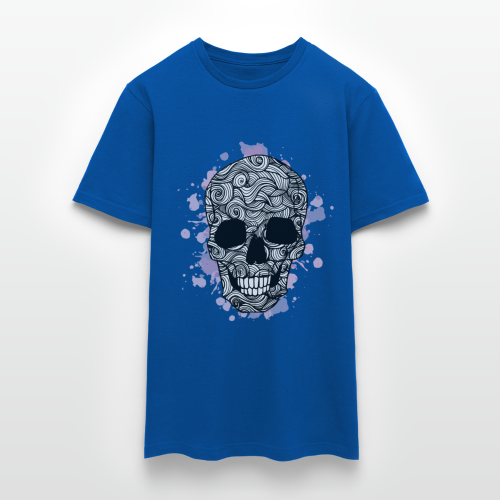 Dunkle Eleganz: Totenkopf-Herren T-Shirt für wahre Gothic-Fans - Royalblau