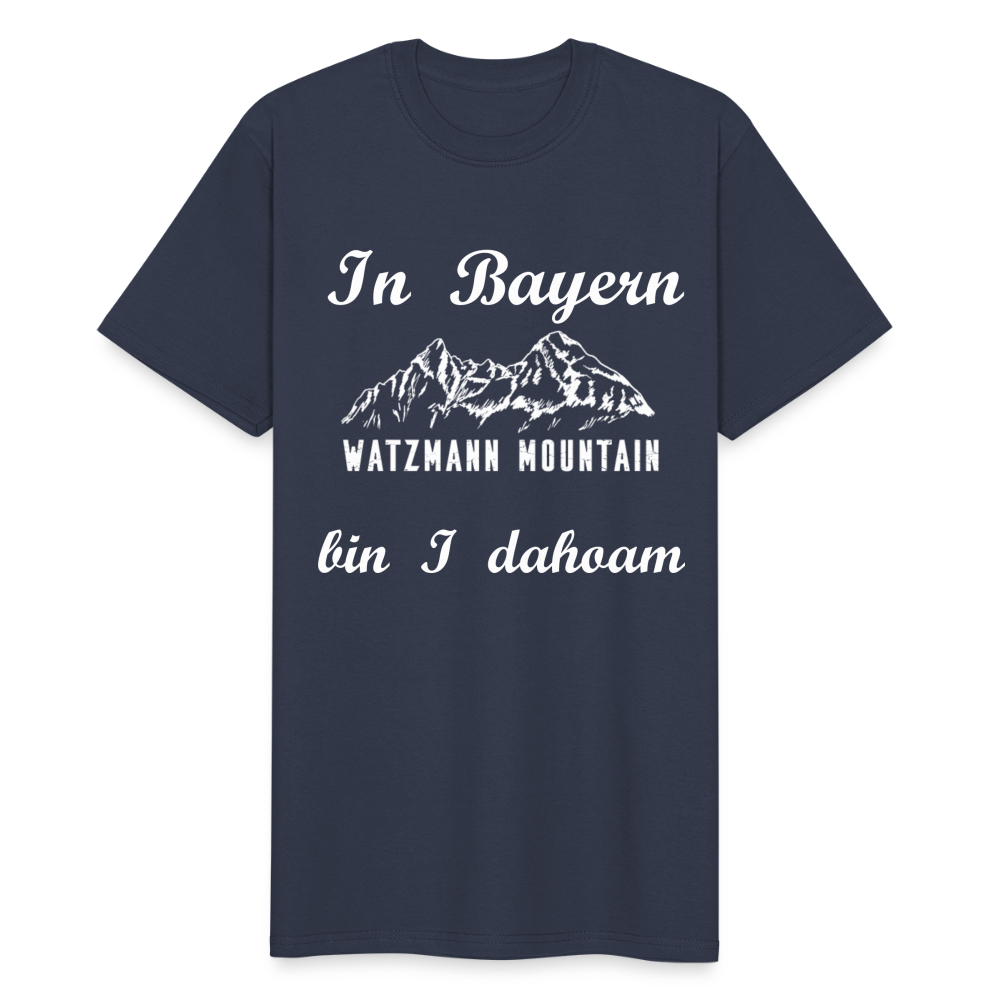 Herren - Männer Workwear T-Shirt bayrisch In Bayern bin I dahoam Watzmann Mountains - Navy