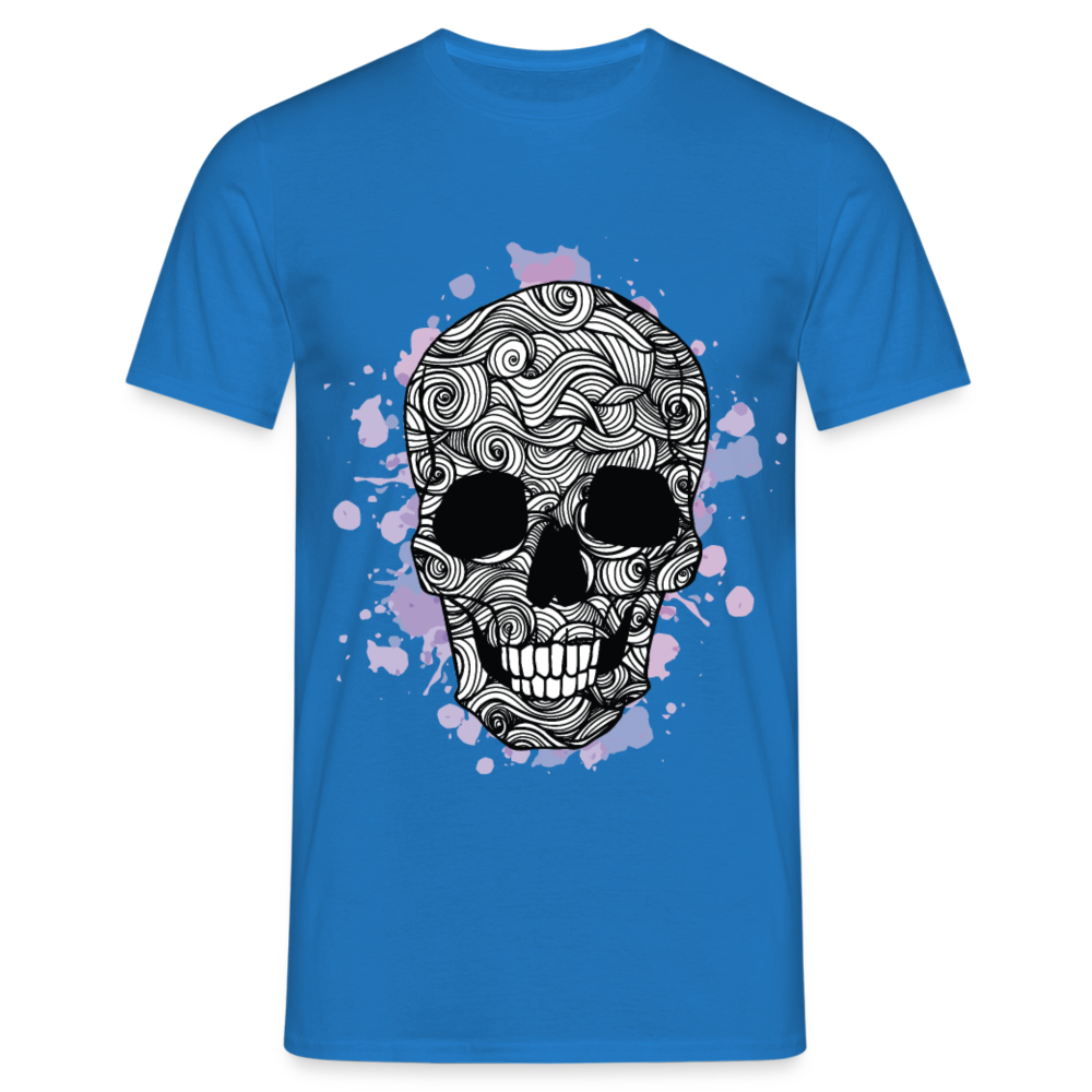 Dunkle Eleganz: Totenkopf-Herren T-Shirt für wahre Gothic-Fans - Royalblau