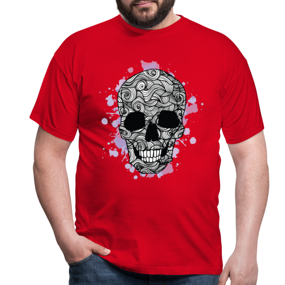 Dunkle Eleganz: Totenkopf- Herren T-Shirt für wahre Gothic-Fans - Rot