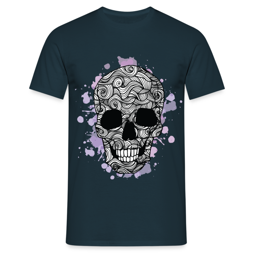 Dunkle Eleganz: Totenkopf- Herren T-Shirt für wahre Gothic-Fans - Navy