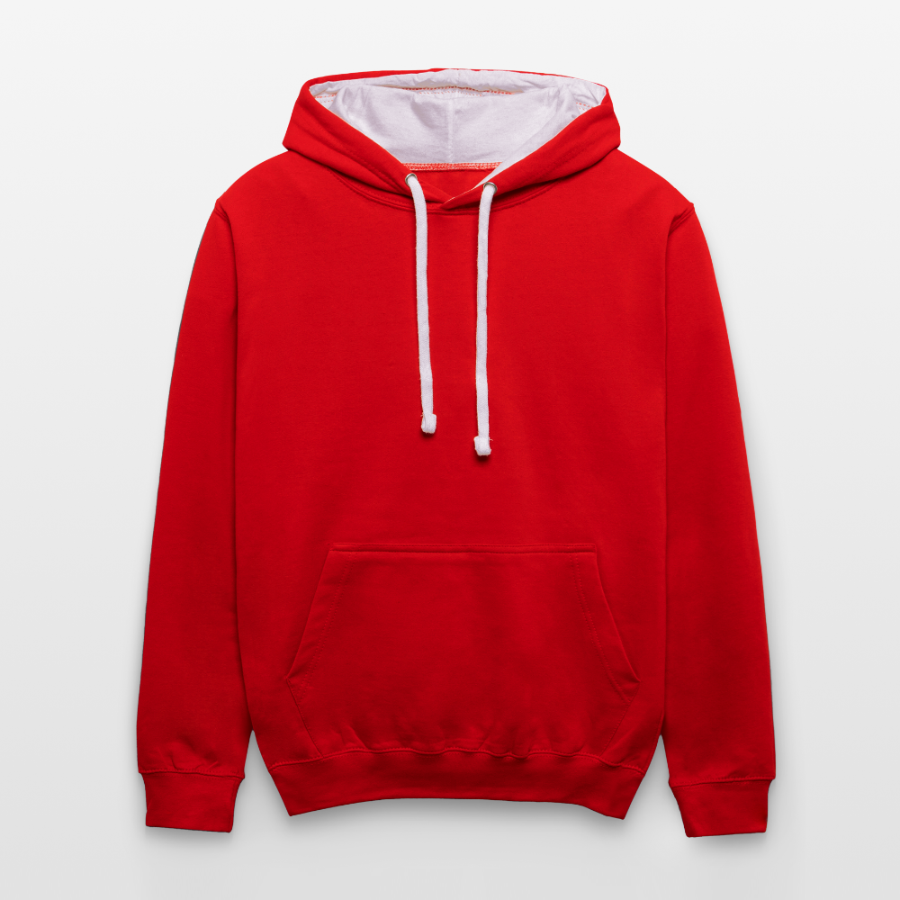 Rebellischer Herren Kontrast-Hoodie mit Totenkopf: Mach dich unverwechselbar - Rot/Weiß