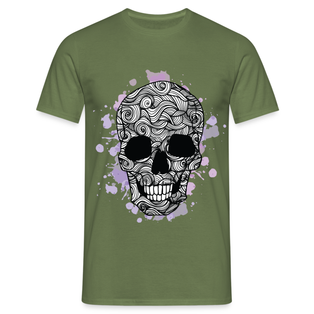 Dunkle Eleganz: Totenkopf- Herren T-Shirt für wahre Gothic-Fans - Militärgrün