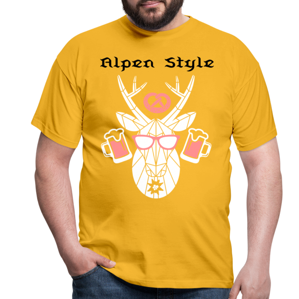 Herren - Männer T-Shirt bayrisch Alpen Style rot - Gelb