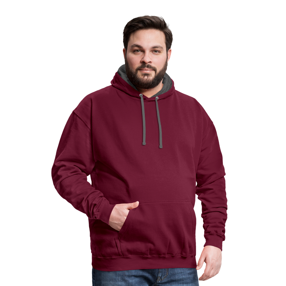 Rebellischer Herren Kontrast-Hoodie mit Totenkopf: Mach dich unverwechselbar - Weinrot/Anthrazit