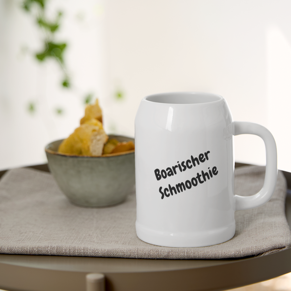 Bierkrug mit bayrischem Spruch Boarischer Smoothie - Weiß