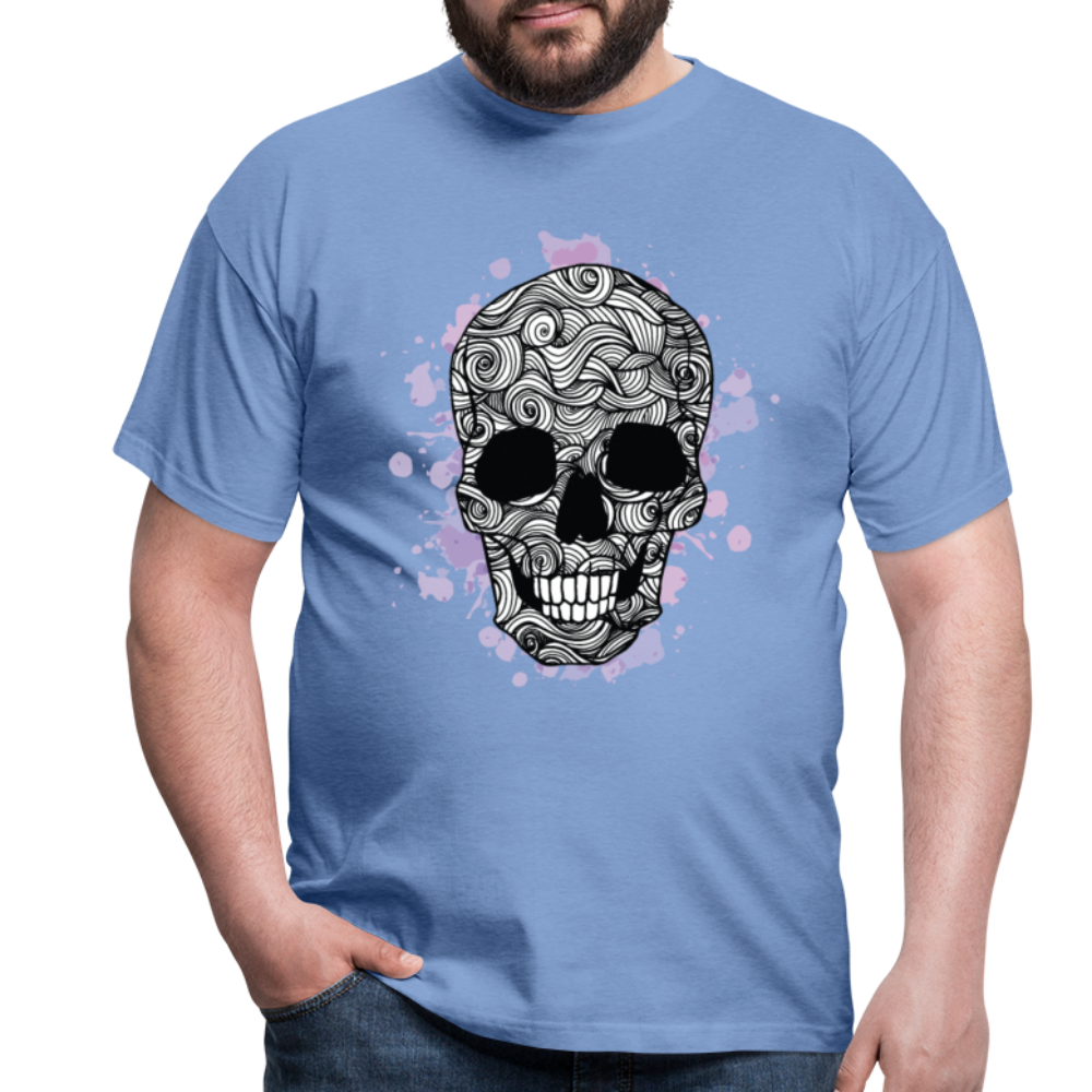 Dunkle Eleganz: Totenkopf-Herren T-Shirt für wahre Gothic-Fans - carolina blue